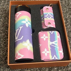 Pastel Rainbow Women's Wallet and Key Holder Set